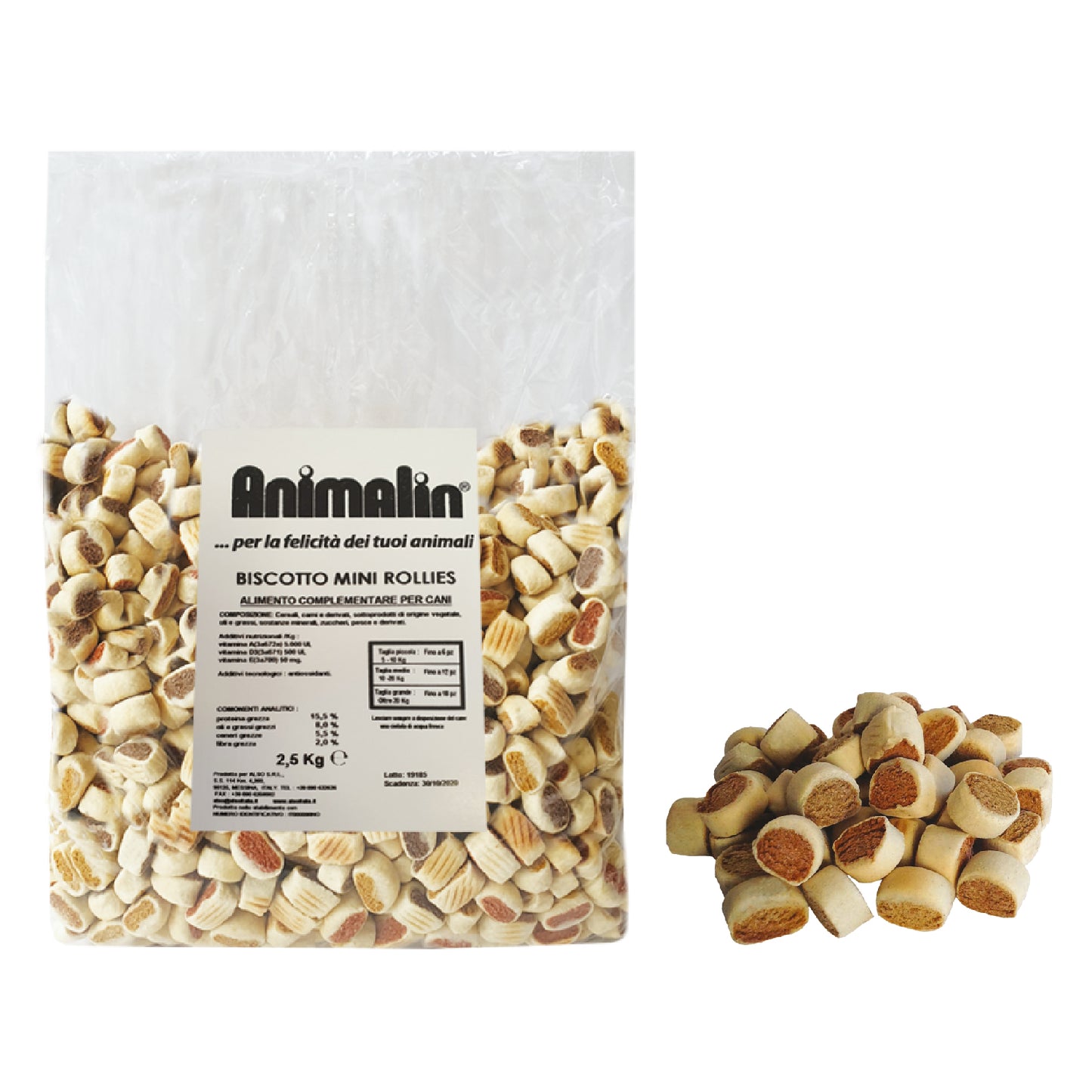 BISCOTTO PER CANI CARNE E PESCE MINI ROLLIES