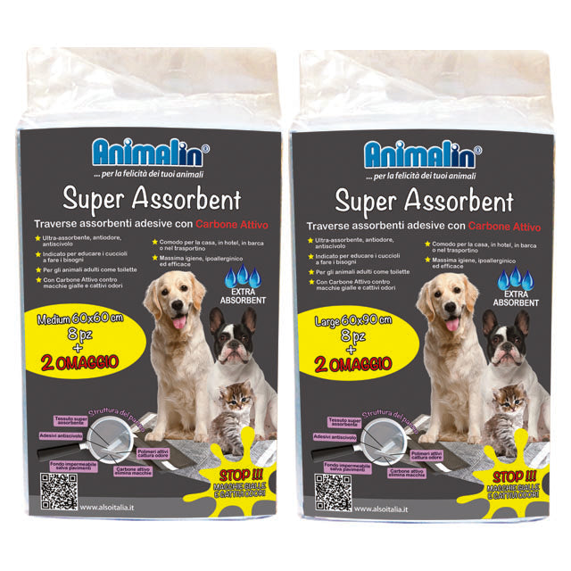 Traverse Super Assorbenti Adesive al Carbone Attivo per Cani