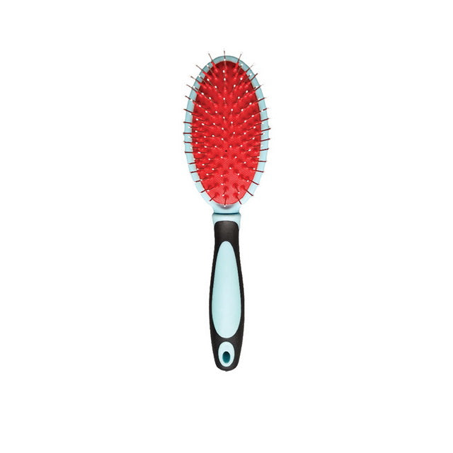 Spazzola ovale 2 in 1 antigraffio per cani e gatti, 22 cm, con punte protettive