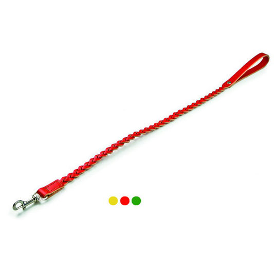 GUINZAGLIO IN CUOIO COLORATO INTRECCIATO