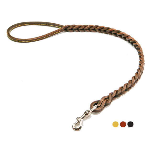 GUINZAGLIO DOPPIA TRECCIA CUOIO