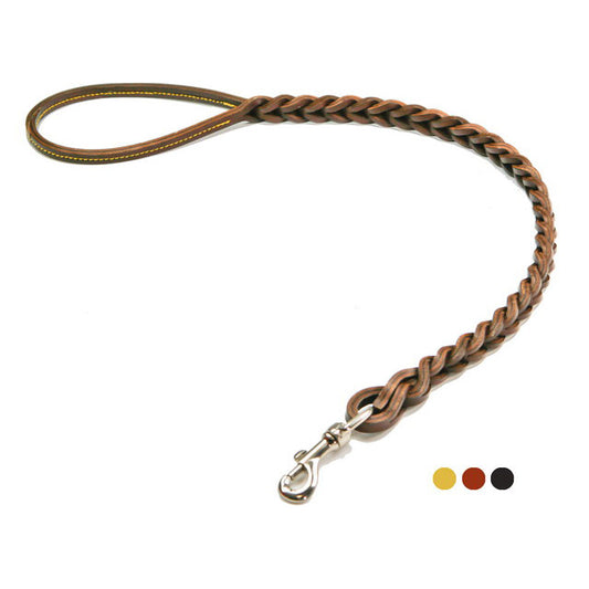 GUINZAGLIO DOPPIA TRECCIA CUOIO