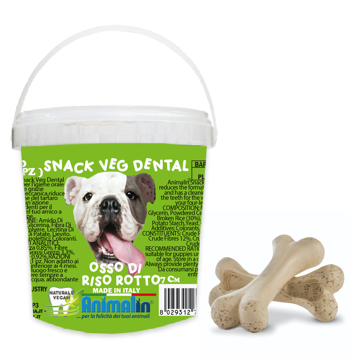 Osso Vegetale per Igiene Dentale in Riso Rotto per Cani Piccoli
