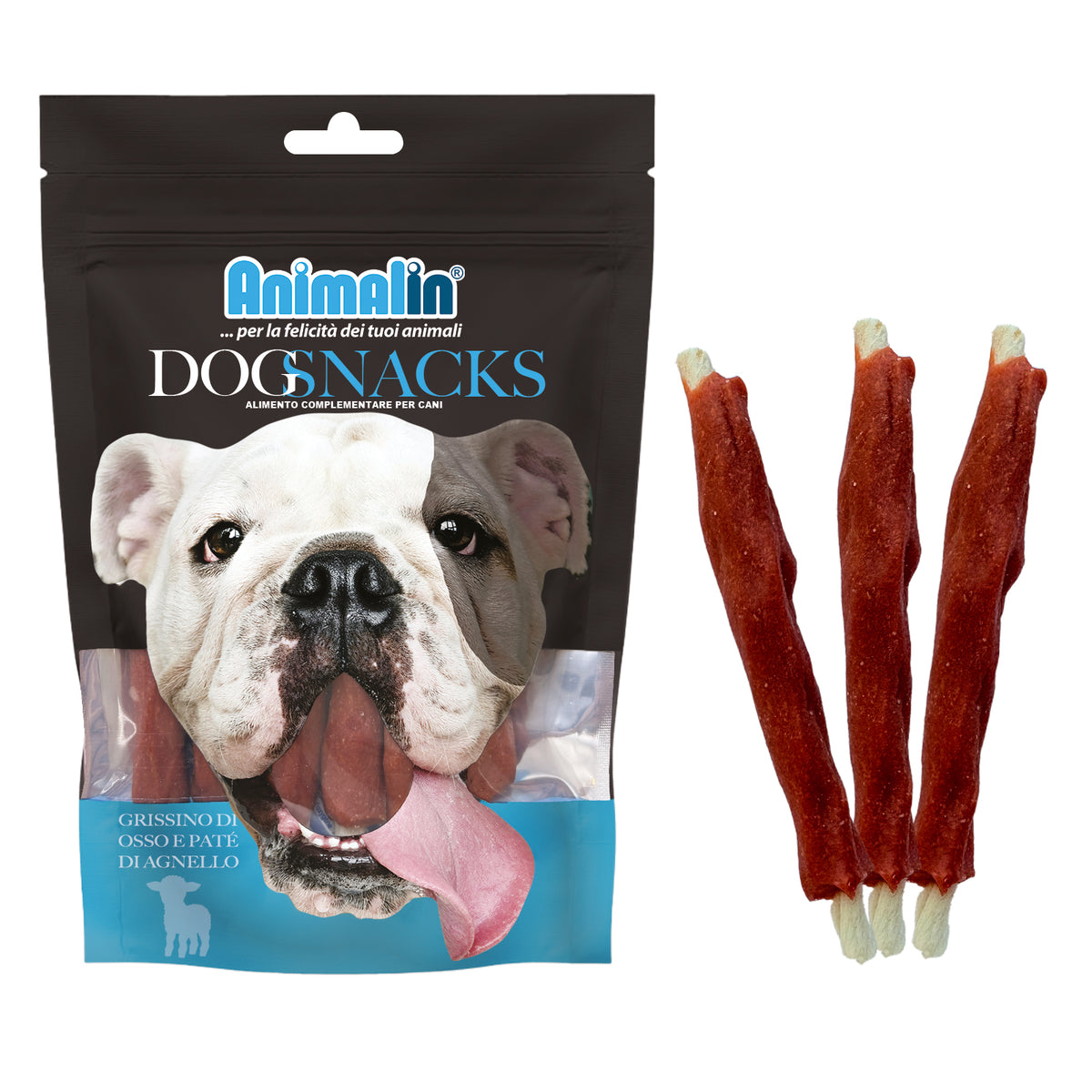 Snack grissino osso con paté d'agnello per cani, 13 cm, 100 g
