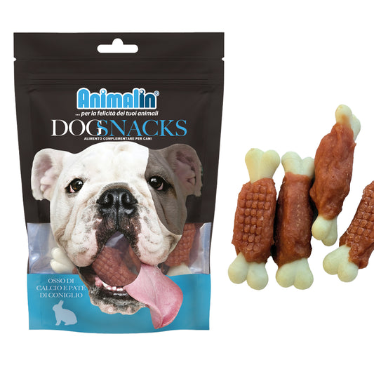 SNACK MONOPRO OSSO DI CALCIO CON PATE' DI CONIGLIO