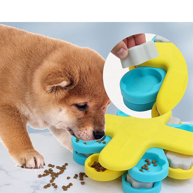 Gioco interattivo rotazione 360° 3 livelli QI per cani, 25,5 x 25,5 x 7 cm