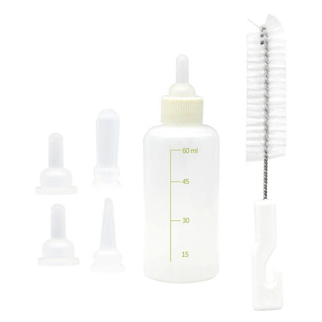 Kit biberon con tettarelle e spazzolino per cuccioli, gattini e roditori da 60 ml