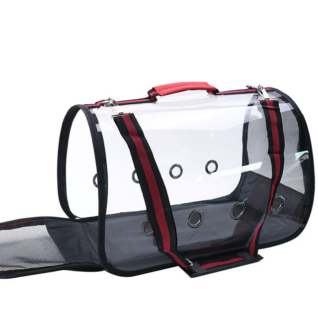 Borsa trasportino crystal in PVC trasparente 44x24x30 cm con tracolla regolabile per cani e gatti