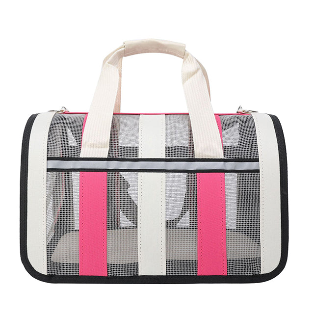 Borsa trasportino semirigida stripes con tracolla regolabile per gatti e piccoli animali