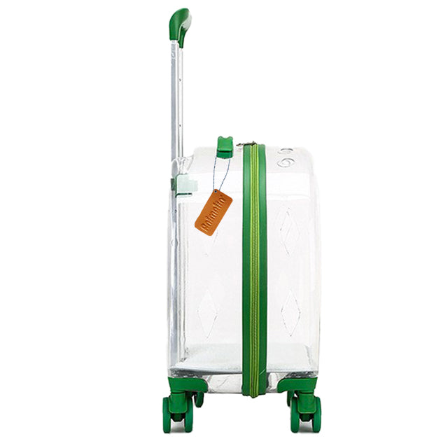 Borsa trasportino trolley in acrilico trasparente per cani e gatti, 42 x 25 x 50 cm, con ruote e maniglia retrattile