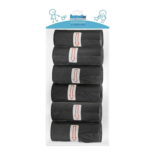 SACCHETTI IGIENICI 6 ROTOLI DA 15 SACCHETTI