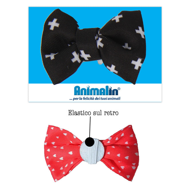 Papillon per collari cani e gatti 6 x 3,8 cm in diverse fantasie colorate