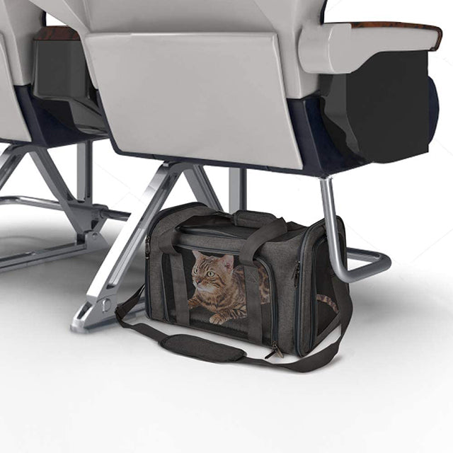 Borsa trasportino nera con soffice tappetino e rete traspirante, 43 x 28 x 28 cm
