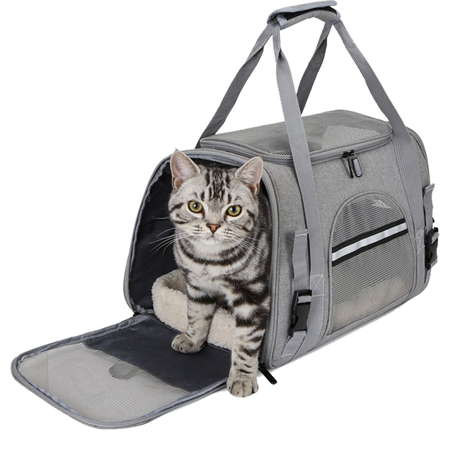 Borsa trasportino per cani e gatti con soffice tappetino e rete traspirante, 45 x 26 x 28 cm