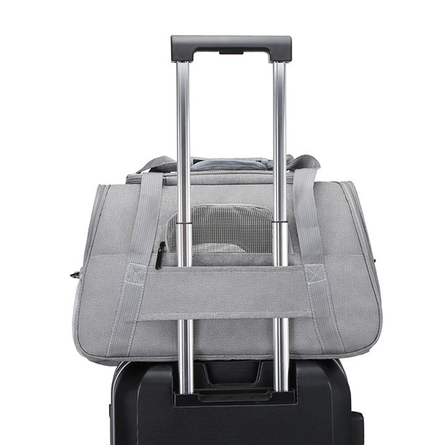 Borsa trasportino per cani e gatti con soffice tappetino e rete traspirante, 45 x 26 x 28 cm