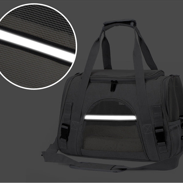 Borsa trasportino per cani e gatti con soffice tappetino e rete traspirante, 45 x 26 x 28 cm