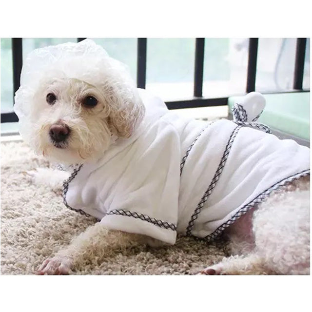 Accappatoio in spugna di cotone e poliestere per cani, design elegante con bordini coordinati