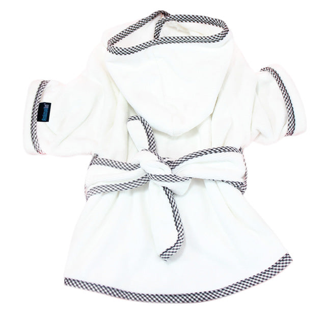 Accappatoio in spugna di cotone e poliestere per cani, design elegante con bordini coordinati