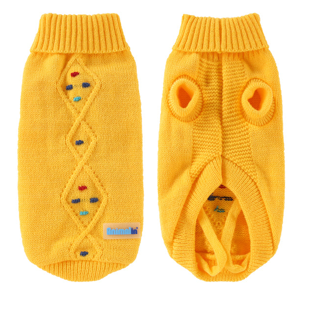Maglione pois per cani in maglia morbida con foro collare e cinturini zampe