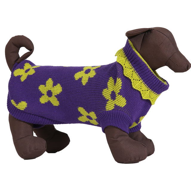 Maglione dolcevita per cani in maglia acida con foro collare e cinturini zampe